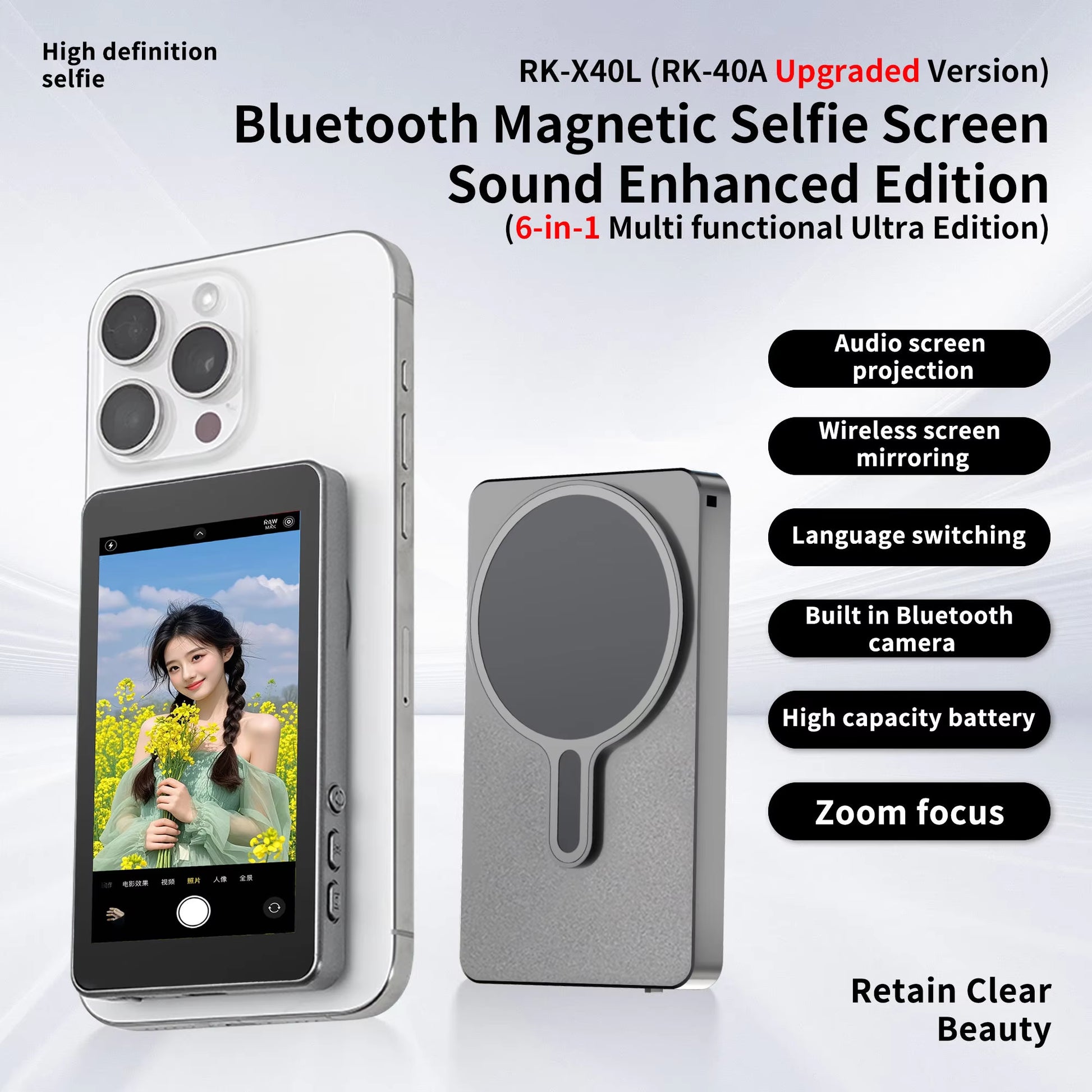 Kingma Wireless Remote Selfie Screen 4.02-Inch 16:9 450Cd/M High Brightness 60Hz Refresh Rate Magnetic USB-C Fast Charge 1800Mah