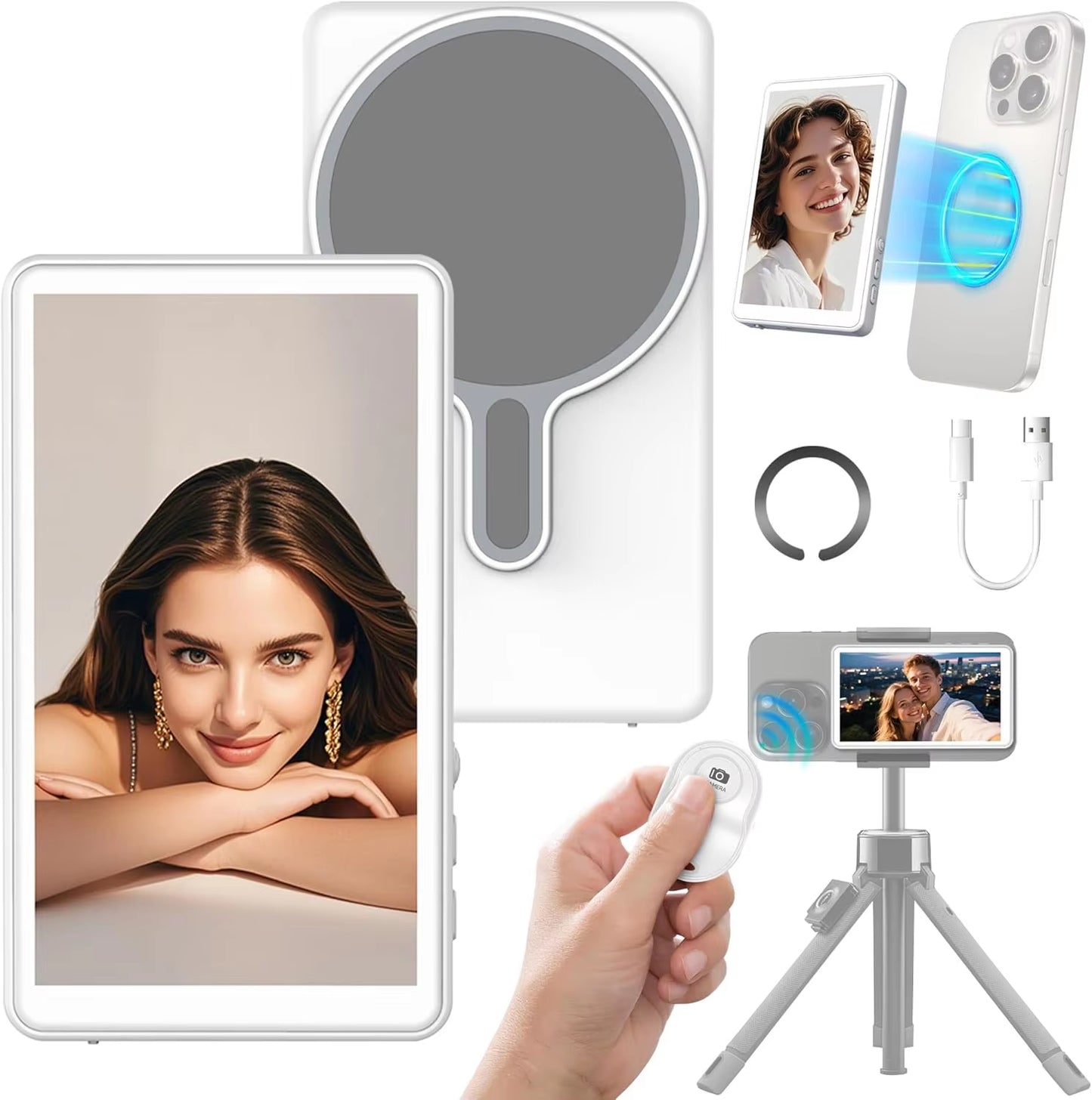 Kingma Wireless Remote Selfie Screen 4.02-Inch 16:9 450Cd/M High Brightness 60Hz Refresh Rate Magnetic USB-C Fast Charge 1800Mah