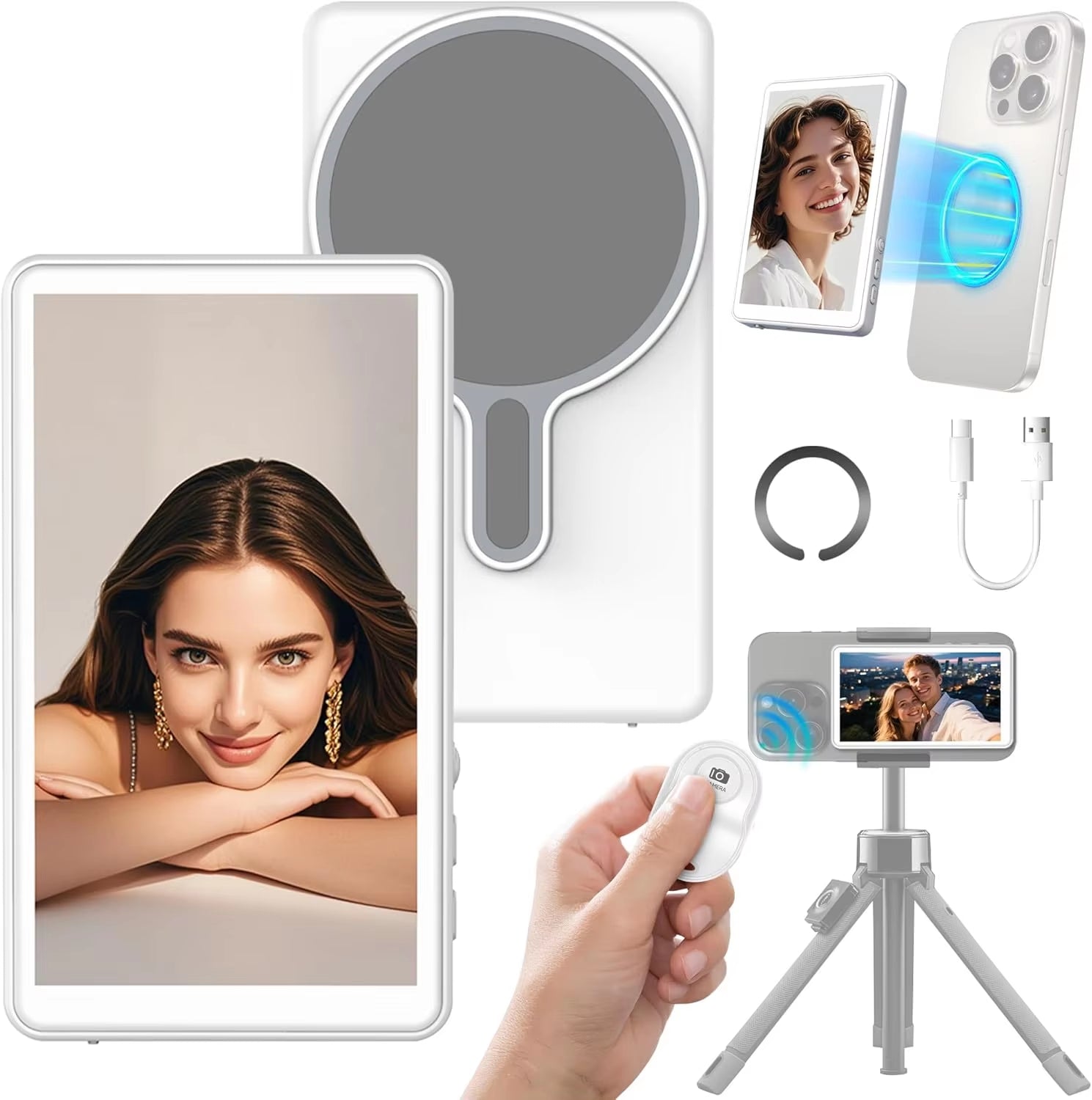 Kingma Wireless Remote Selfie Screen 4.02-Inch 16:9 450Cd/M High Brightness 60Hz Refresh Rate Magnetic USB-C Fast Charge 1800Mah