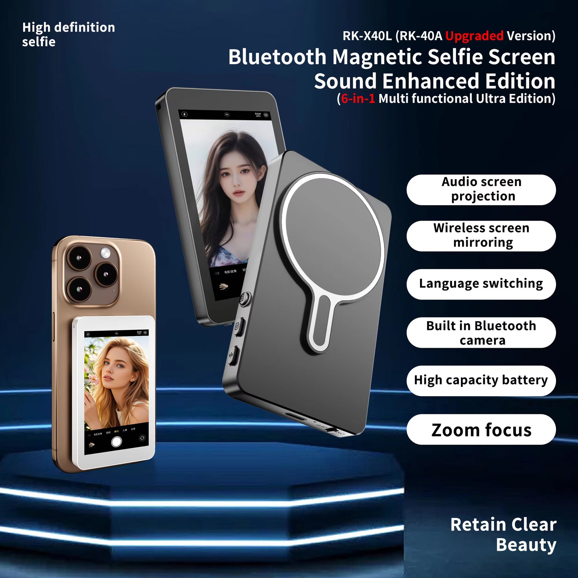 Kingma Wireless Remote Selfie Screen 4.02-Inch 16:9 450Cd/M High Brightness 60Hz Refresh Rate Magnetic USB-C Fast Charge 1800Mah